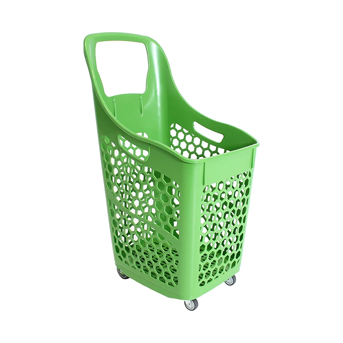 Einkaufskorb mit Rädern B90 in grüner Farbe